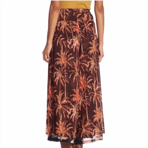 Scotch & Soda Palm Print Wide Leg Pants - Brown, Size S - Picture 3 of 8